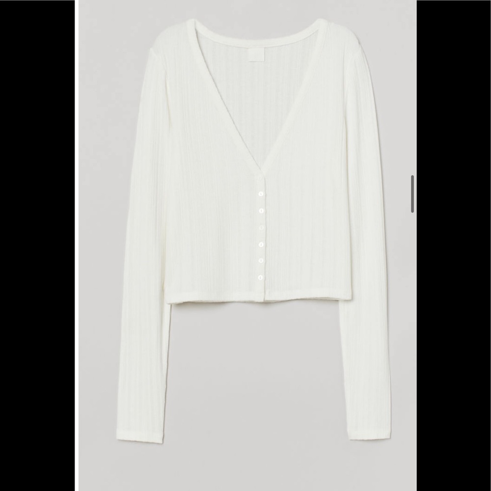 HM rib knit cardigan in white